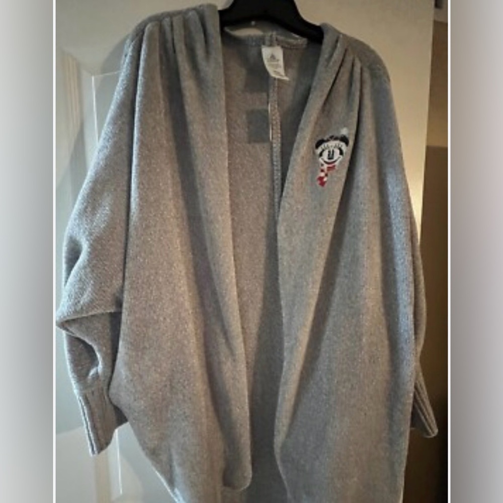 Walt Disney World Minnie Mouse Holiday Apparel. Long Open Cardigan. Size Small
